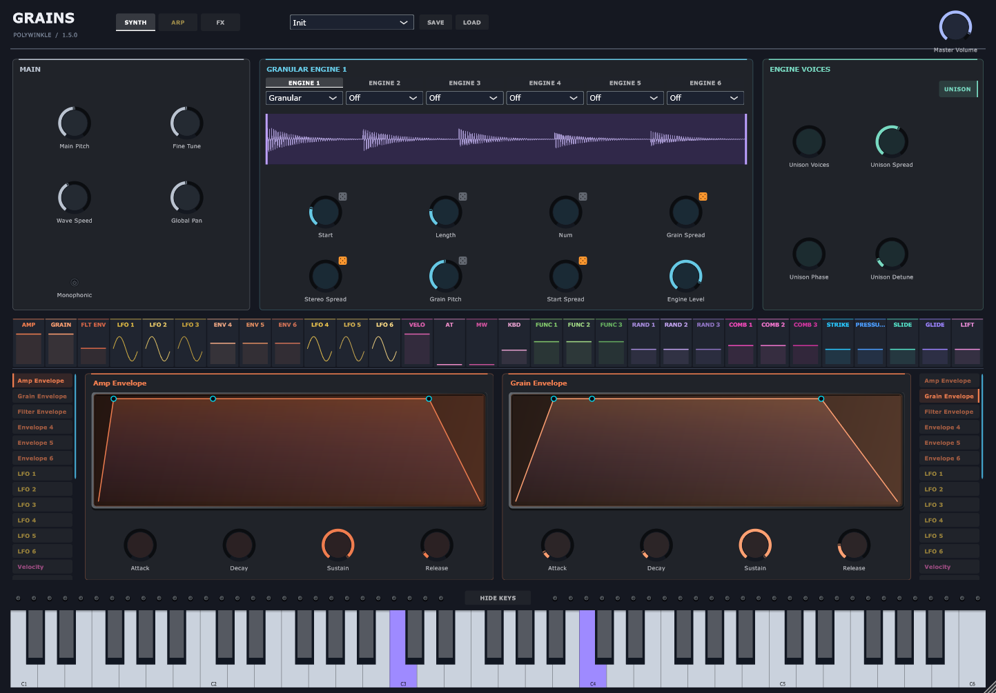 Legends Grains granular instrument development interface